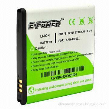 Mobile Phone Battery with 1,700mAh Super High Power Capacity, for Samsung Galaxy S1, I9000, I9001